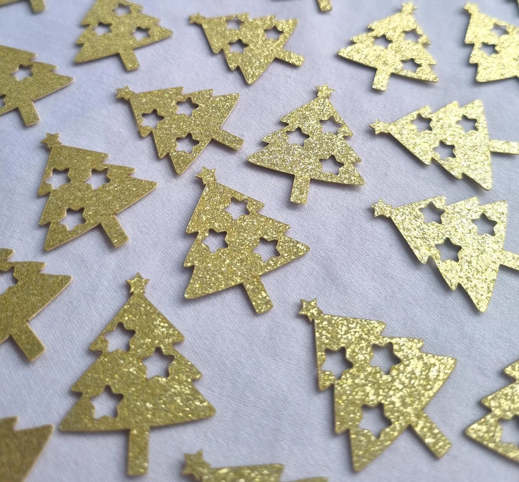 Gold Glitter Christmas Tree Confetti: Festive Table Decoration