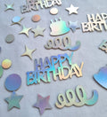 Rainbow Holographic Happy Birthday Confetti - Party Table Scatter - Birthday Cake - Stars - Shiny Silver Sprinkles