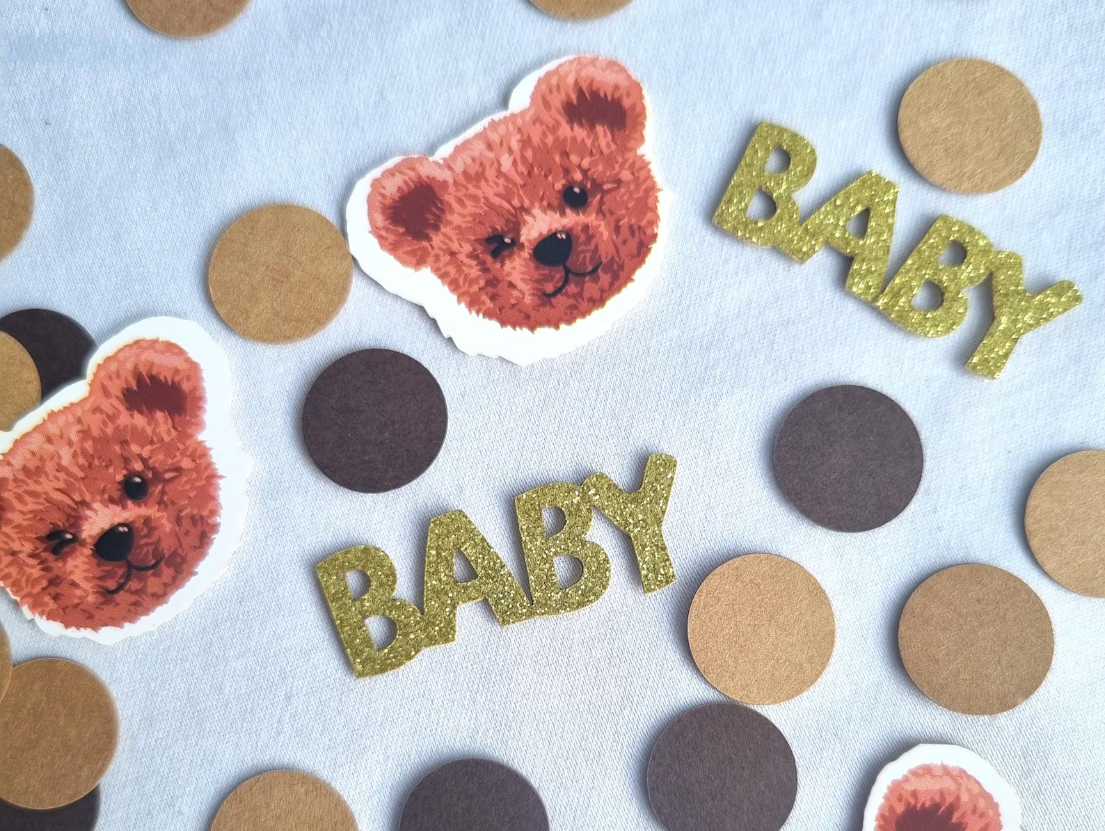 Teddy Bear Confetti: Gold Glitter Baby Shower Table Scatter