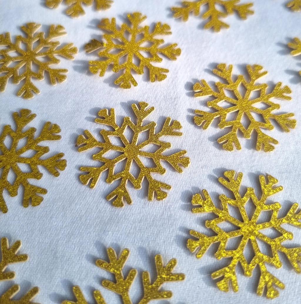 Gold Glitter Snowflake Confetti: Festive Decorations & Winter Party Table Scatter