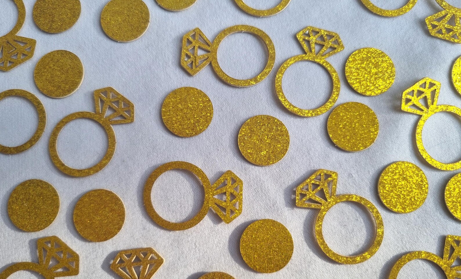 Gold Glitter Engagement Ring Confetti - Bridal Shower Decor