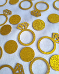 Gold Glitter Engagement Ring Confetti - Bridal Shower Decor