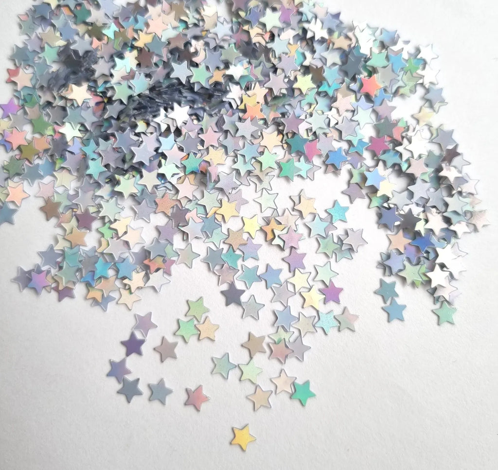 Iridescent Mini Star Confetti: 4mm Shiny Sprinkles for Crafts