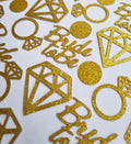Gold Glitter Confetti: Bride to Be, Engagement Ring, Diamonds