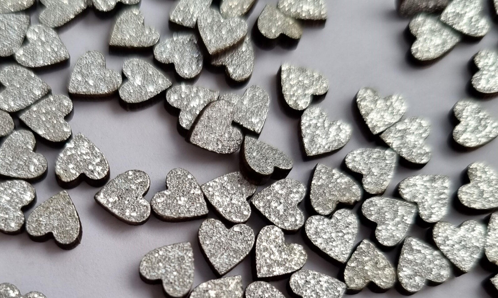 Glitter Wood Heart Confetti: Tiny Table Scatter, Arts & Crafts (0.5cm)