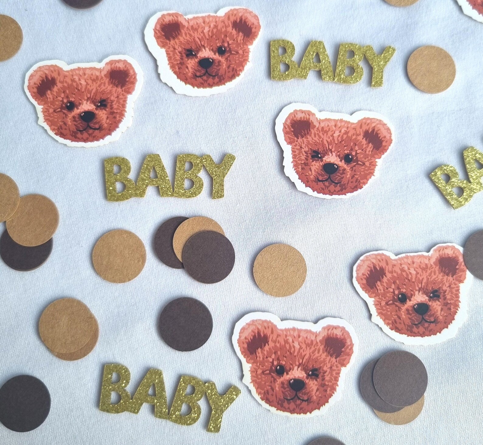 Teddy Bear Confetti: Gold Glitter Baby Shower Table Scatter