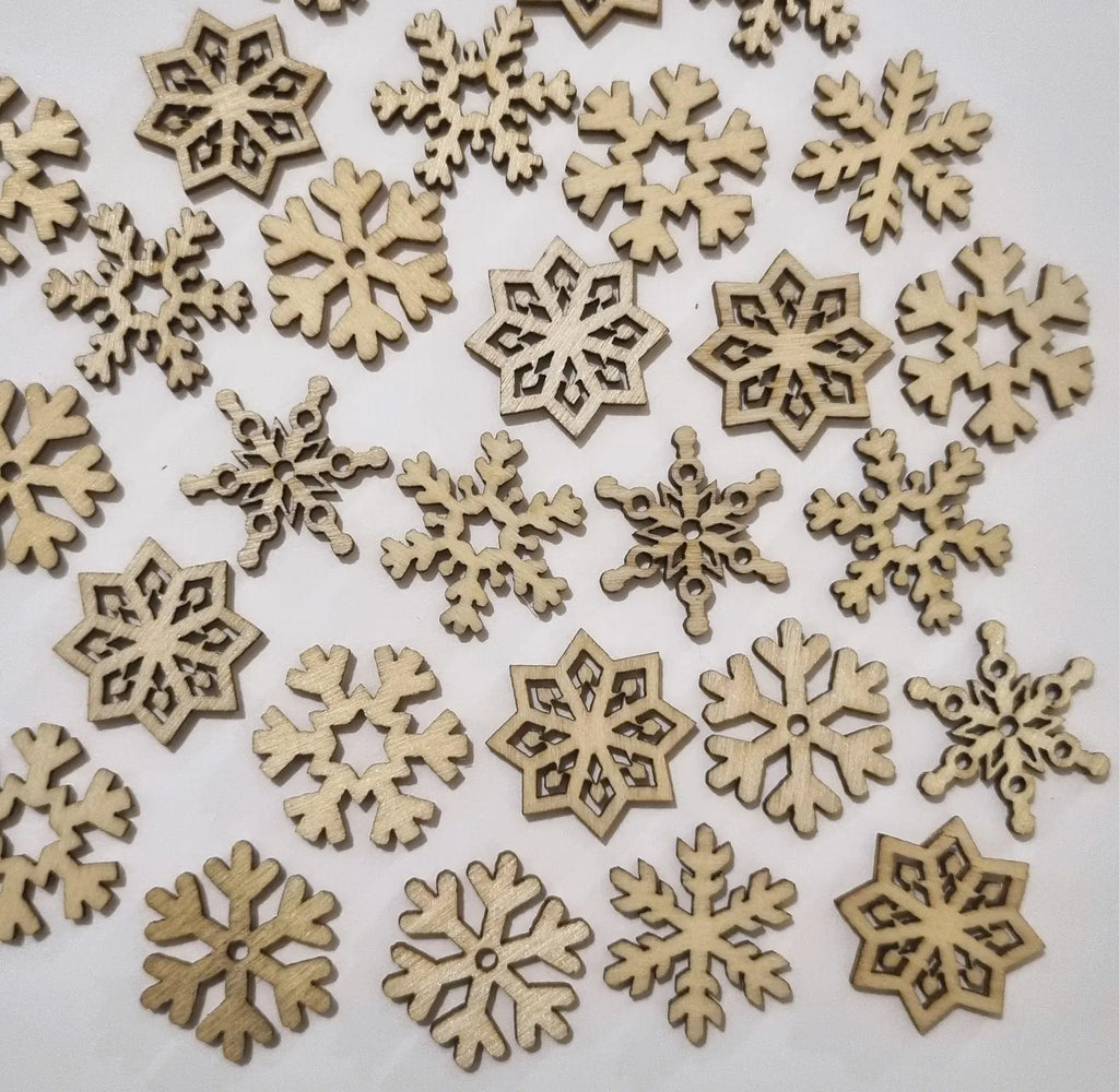 Rustic Wooden Snowflakes: Christmas Table Decor, Festive Confetti