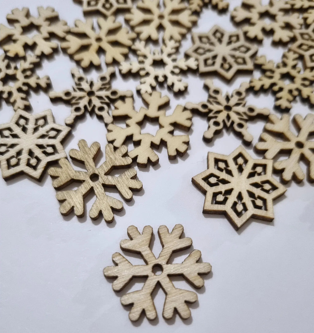 Rustic Wooden Snowflakes: Christmas Table Decor, Festive Confetti