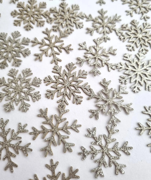 Glitter Snowflake Confetti Silver Gold Festive Decorations & Winter Party Table Scatter