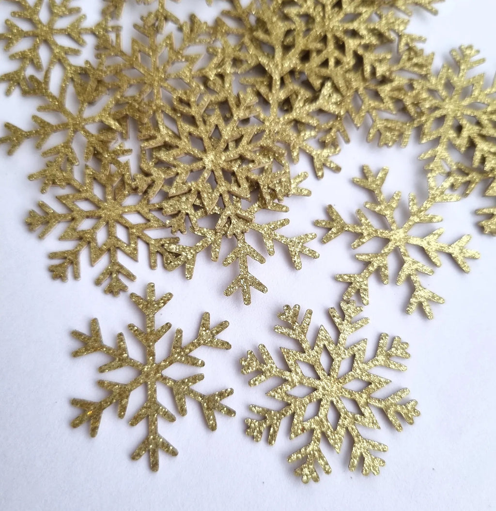 Glitter Snowflake Confetti Silver Gold Festive Decorations & Winter Party Table Scatter