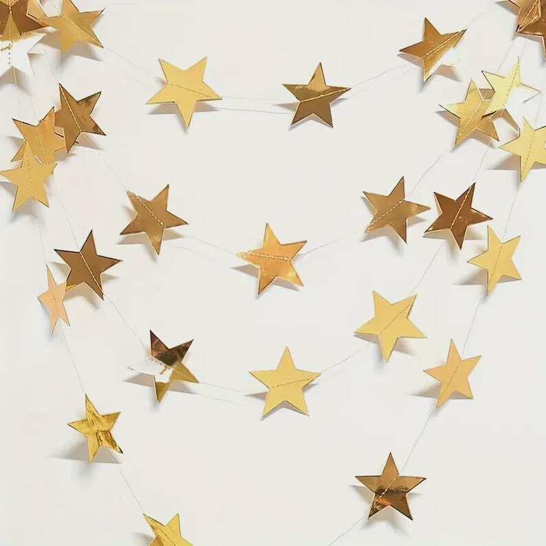 Gold Star Banner: Festive Metallic Garland, Party Decor